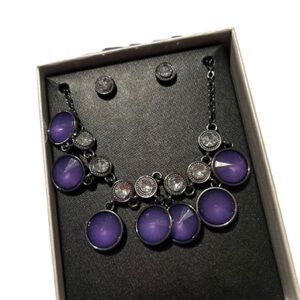Mixit Chic Purple and Silver Necklace Set